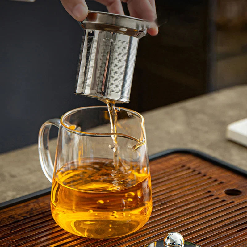 Afralia™ Glass Tea Jug Set with Filter, Teacup, and High-Temperature Resistant Kettle