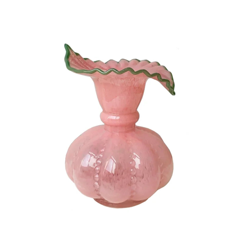 Afralia™ Pumpkin Wave Glass Vase: Hand-made European Retro Design for Floral Arrangements