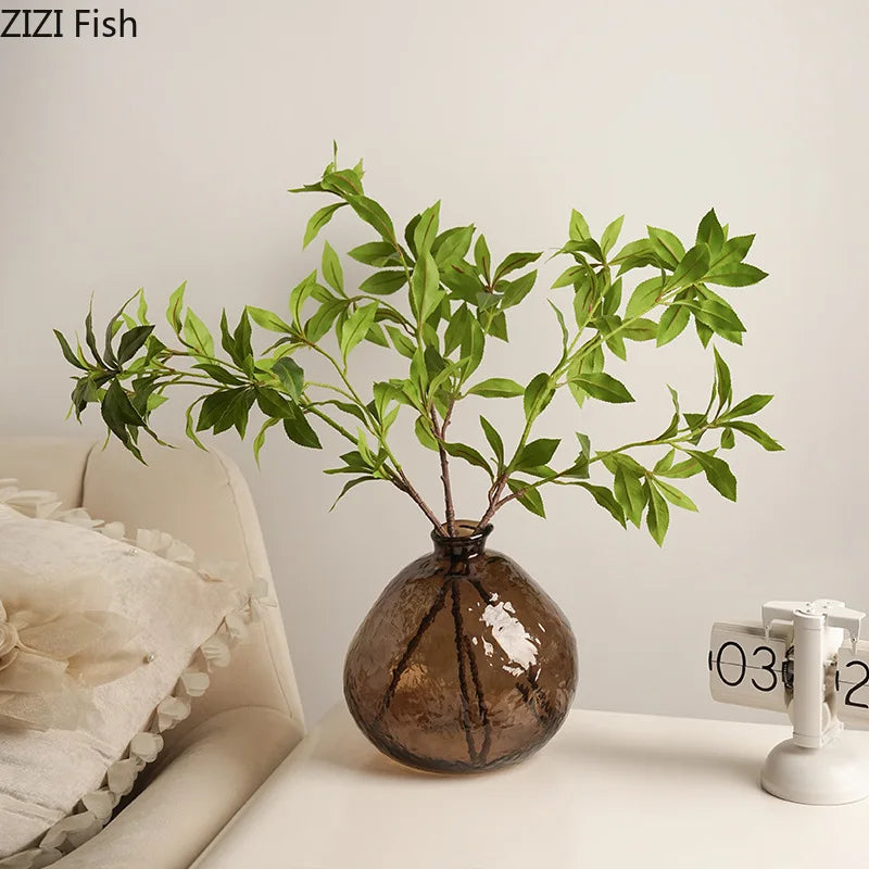 Afralia™ Brown Glass Vase Hydroponics Plant Pot for Table Decoration and Floral Arrangements