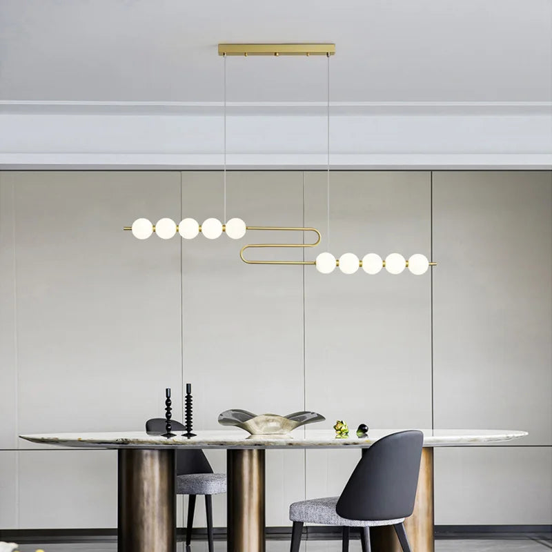 Afralia™ Love Gold Chrome Chandelier LED Suspension Lighting for Dinning Room