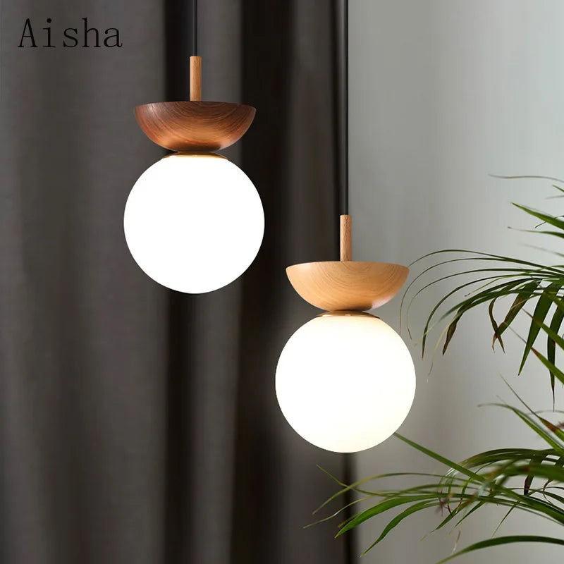 Afralia™ Milk White Retro Ball Pendant Lamp - Nordic Home Lighting