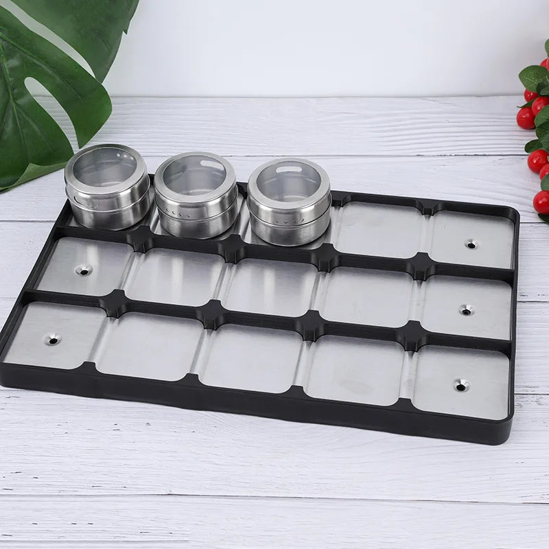 Afralia™ Stainless Steel Spice Jars Set: Magnetic Dustproof Seasoning Organizer & Dispenser