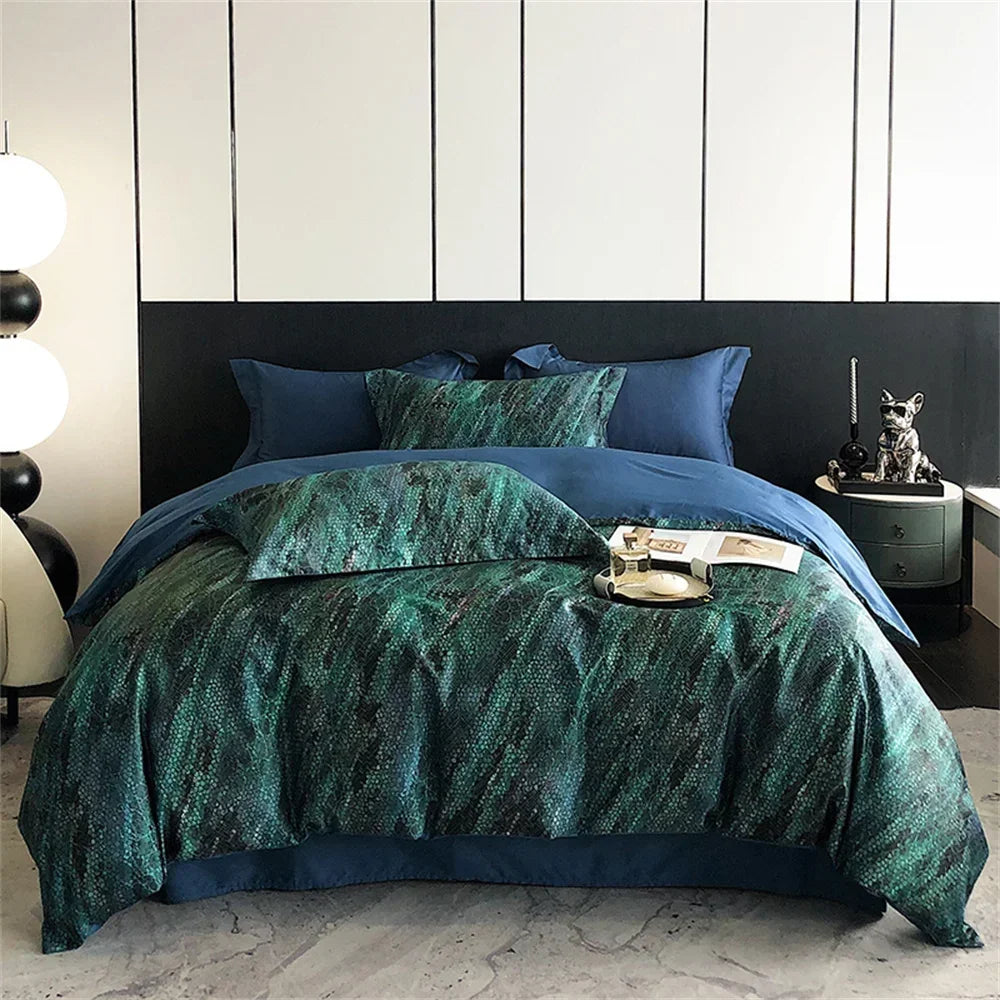 Afralia™ Colorful Egyptian Cotton Bedding Set: Sheet, Pillowcase, Duvet Cover - Queen King Full Size