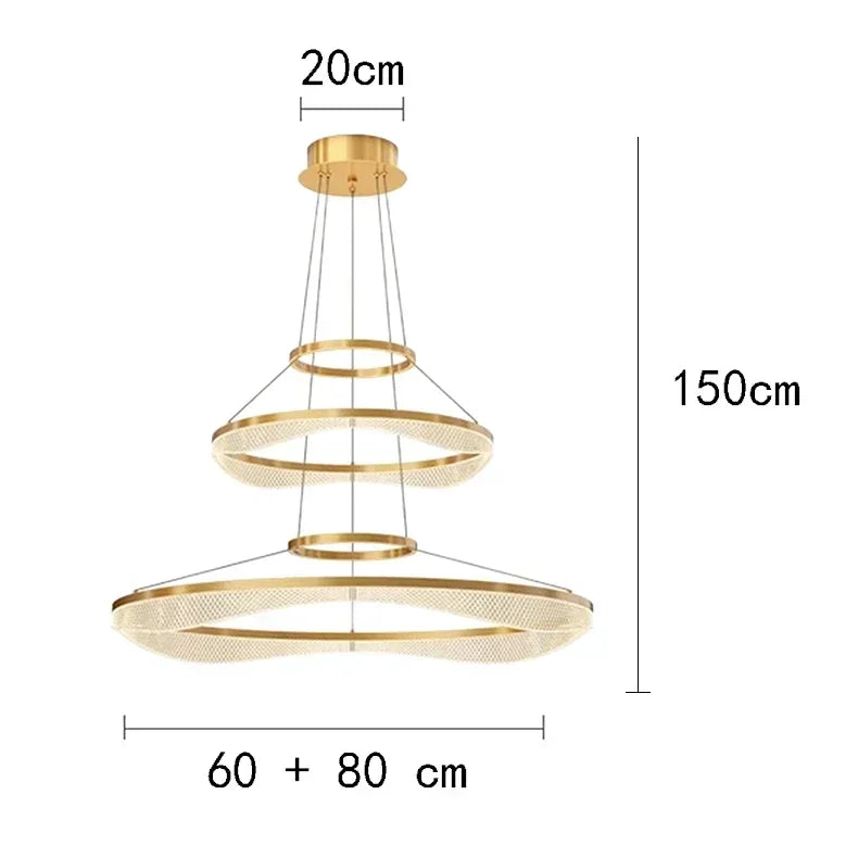 Afralia™ Modern LED Ring Stairs Pendant Chandeliers for Living & Dining Room Lighting