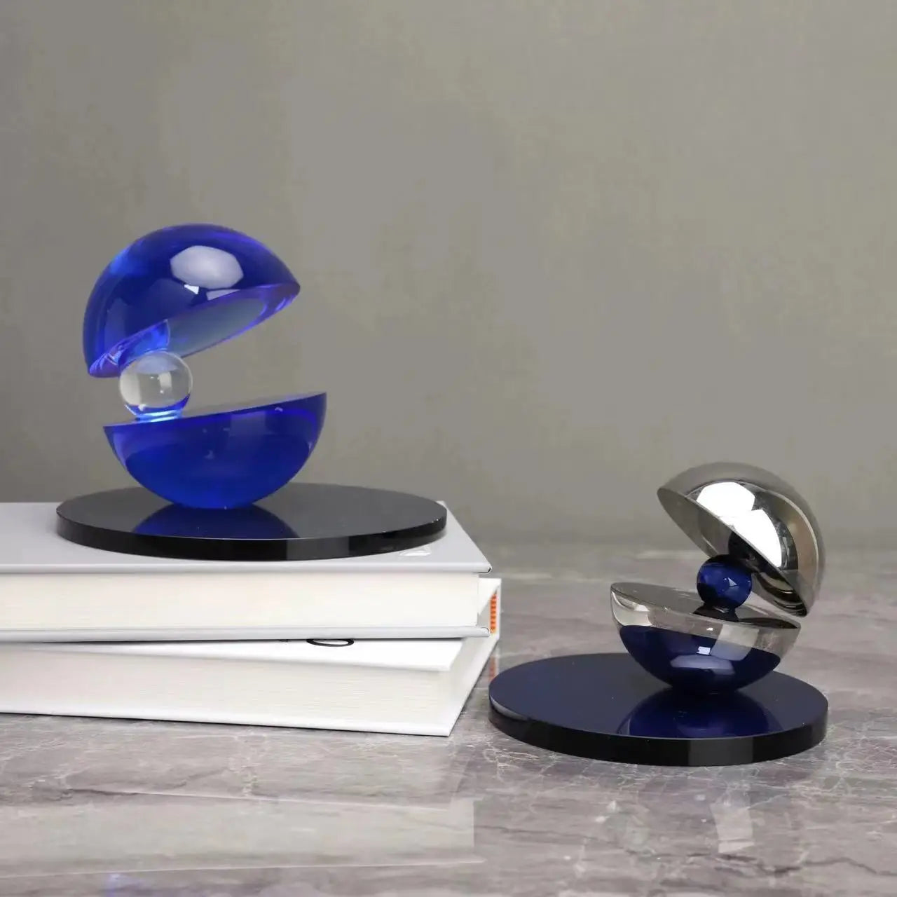 Afralia™ Crystal Glass Abstract Home Decor Semi-circle Ornaments