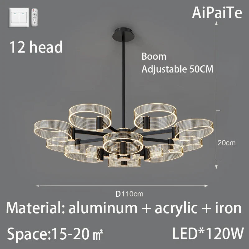 Afralia™ Luxury Acrylic Chandelier for Living Room, Bedroom, Kitchen - LED 220V Luster