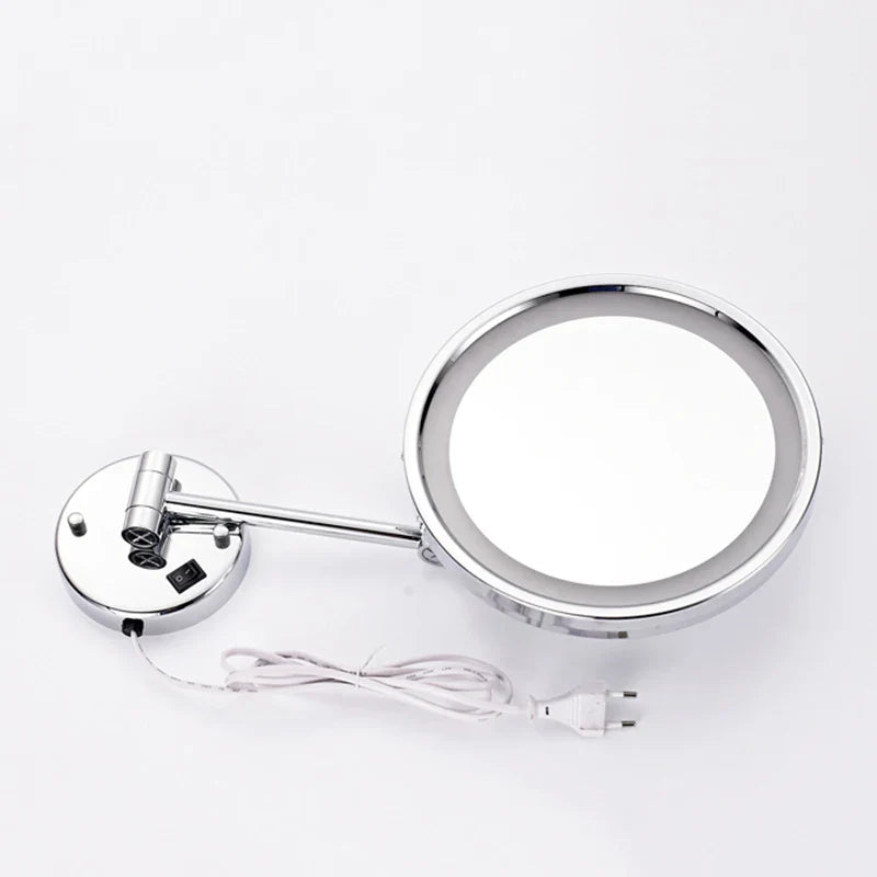 Afralia™ LED Makeup Mirror 8" Round Wall Mounted Magnifying Bathroom Mirror