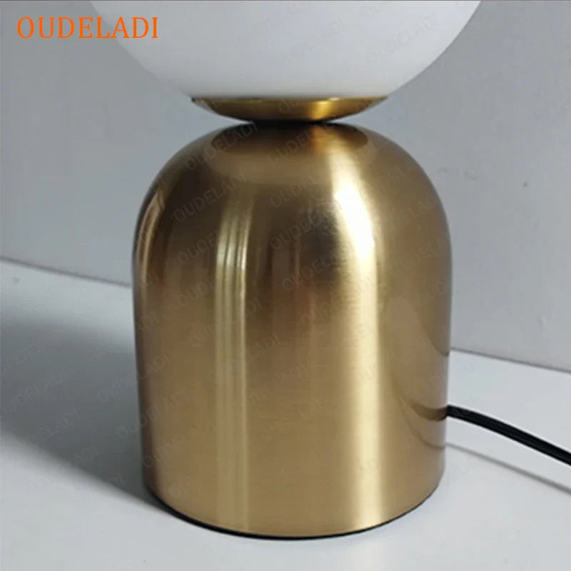 Afralia™ Black Iron Glass Ball Table Lamps - Nordic LED Lighting Fixture for Home Decor