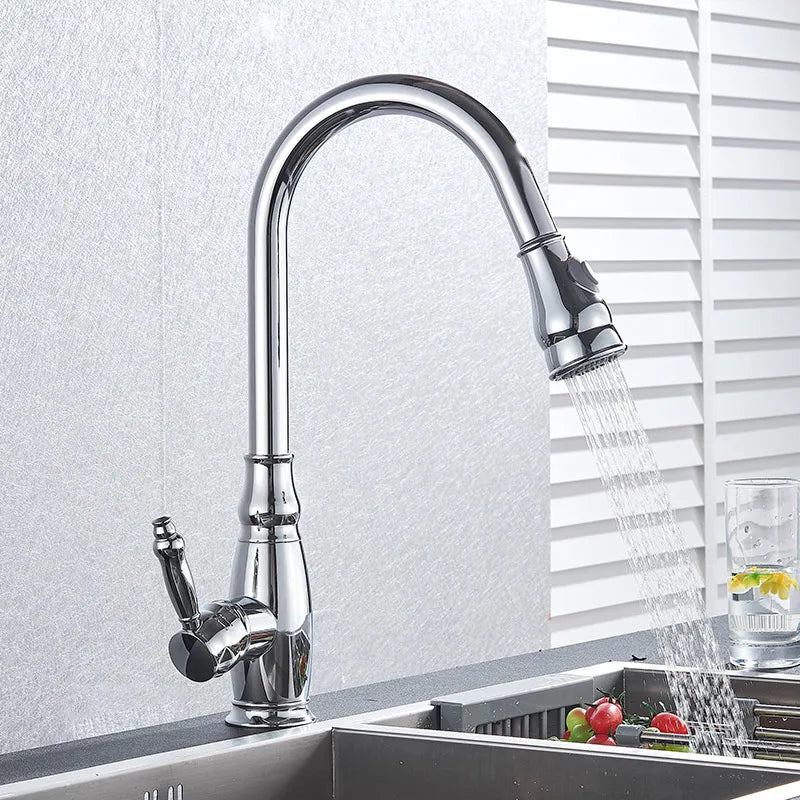 Afralia™ Spring Pull Down Kitchen Faucet with Hot & Cold Water Mixer - 2 Function Spout
