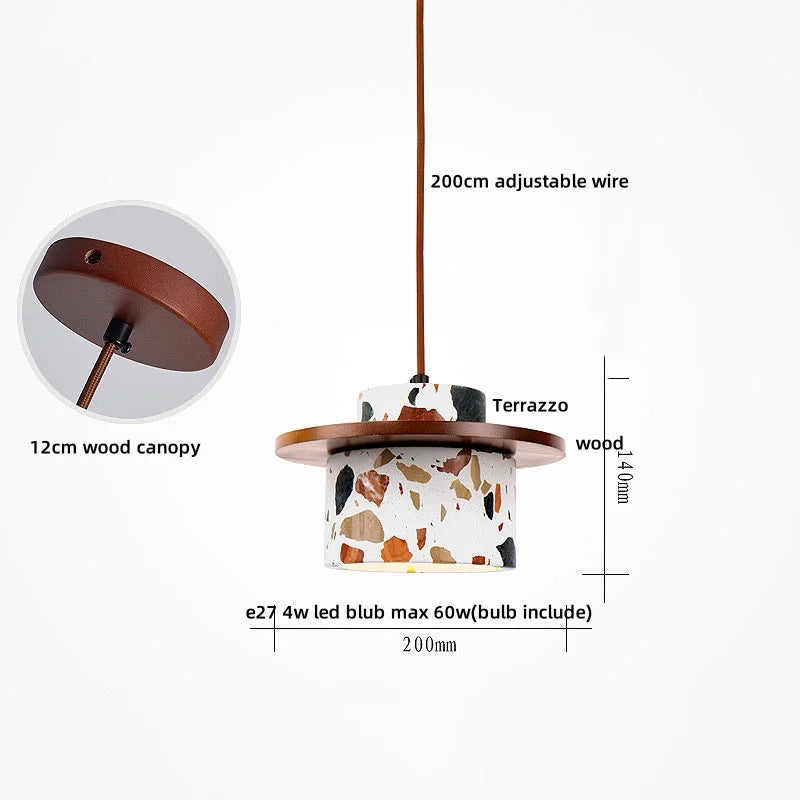 Afralia™ Terrazzo LED Pendant Light - Modern Nordic Wood Hang Lamp