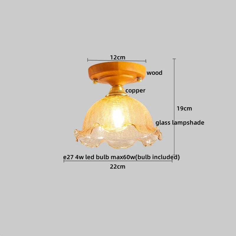Afralia™ Wood Glass LED Ceiling Lights Modern Luminaria De Teto for Home Décor