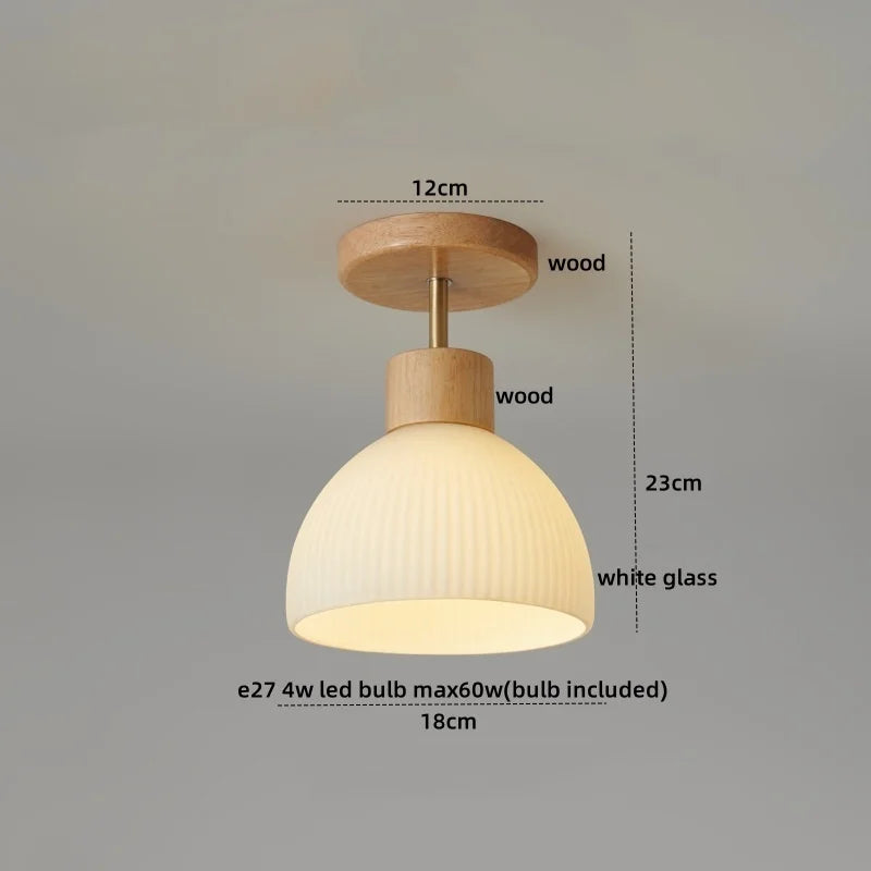 Afralia™ Wood Glass LED Ceiling Lamp Modern Kitchen Living Room Light Fixture