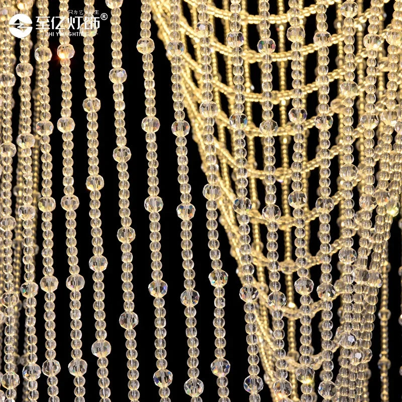 Afralia™ Crystal Tassel Stair Chandelier for Luxury Indoor Lighting in Living Room or Lobby