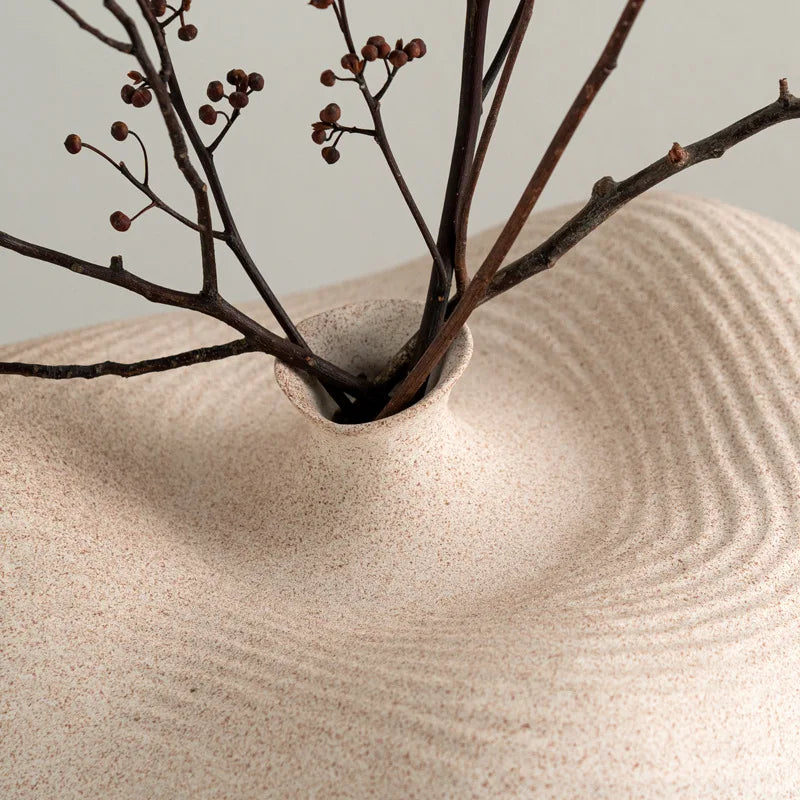 Afralia™ Geometric Abstract Ceramic Flower Vase Bottle - Handcrafted Home Decor Pottery