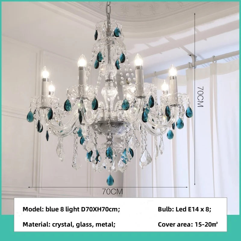Afralia™ Blue Crystal Chandelier: Luxury E14 Pendant Lights for Living Room and Bedroom