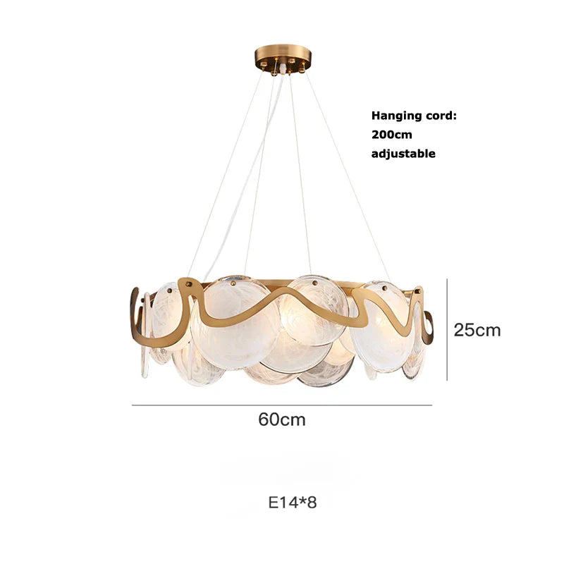 Afralia™ Gold Glass LED Chandelier Lighting for Modern Nordic Living Room Decor