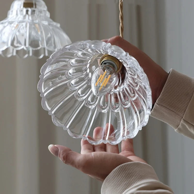 Afralia™ Modern Flower Glass LED Pendant Lamp with Copper Socket