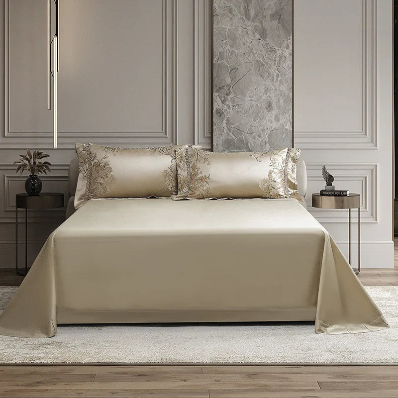 Afralia™ Peony Flowers Satin Jacquard Bedding Set, Luxurious Egyptian Cotton, Soft & Silky Quality