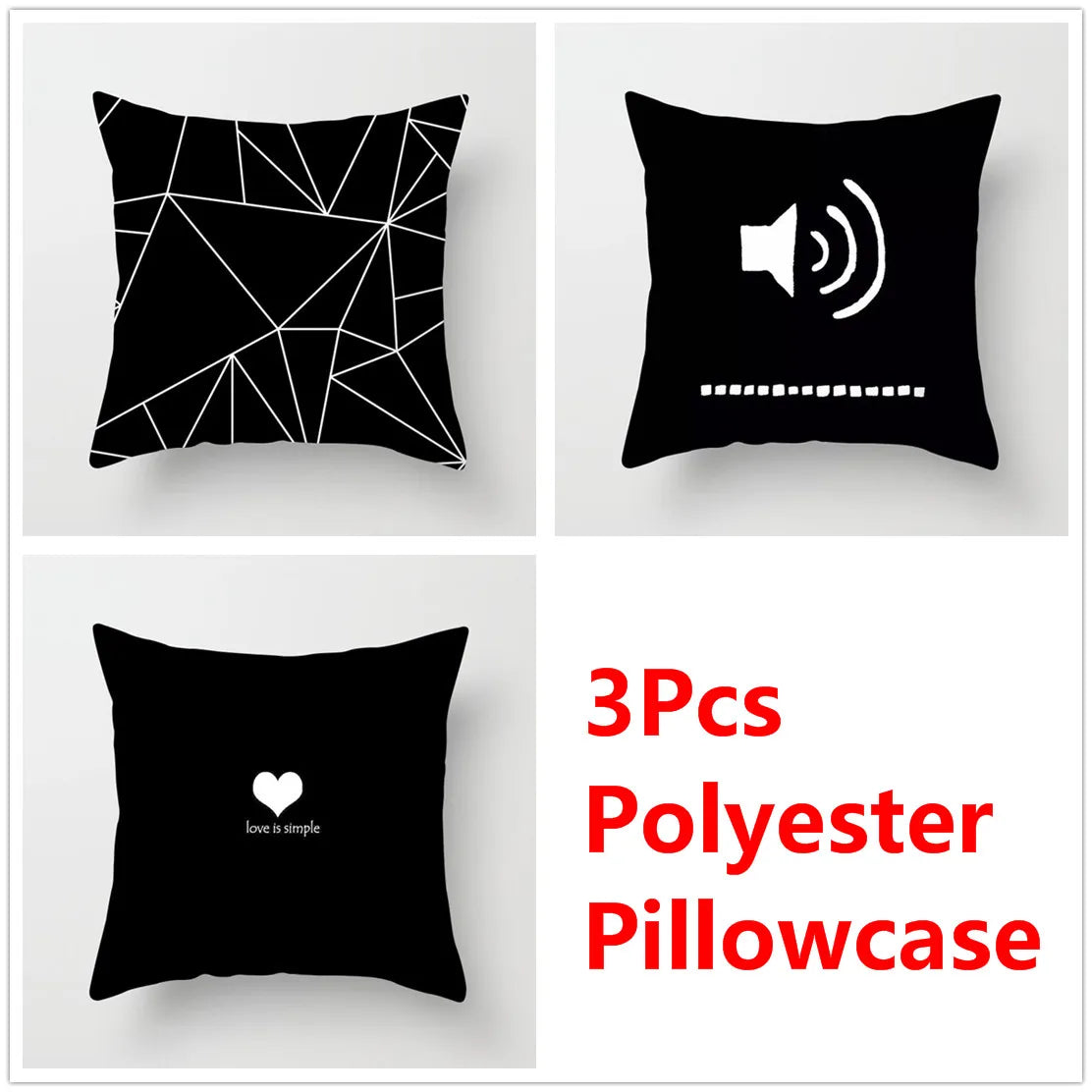 Geometric Love Home Pillowcase Sofa Bed Cushion Cover by Afralia™ - Set of 3