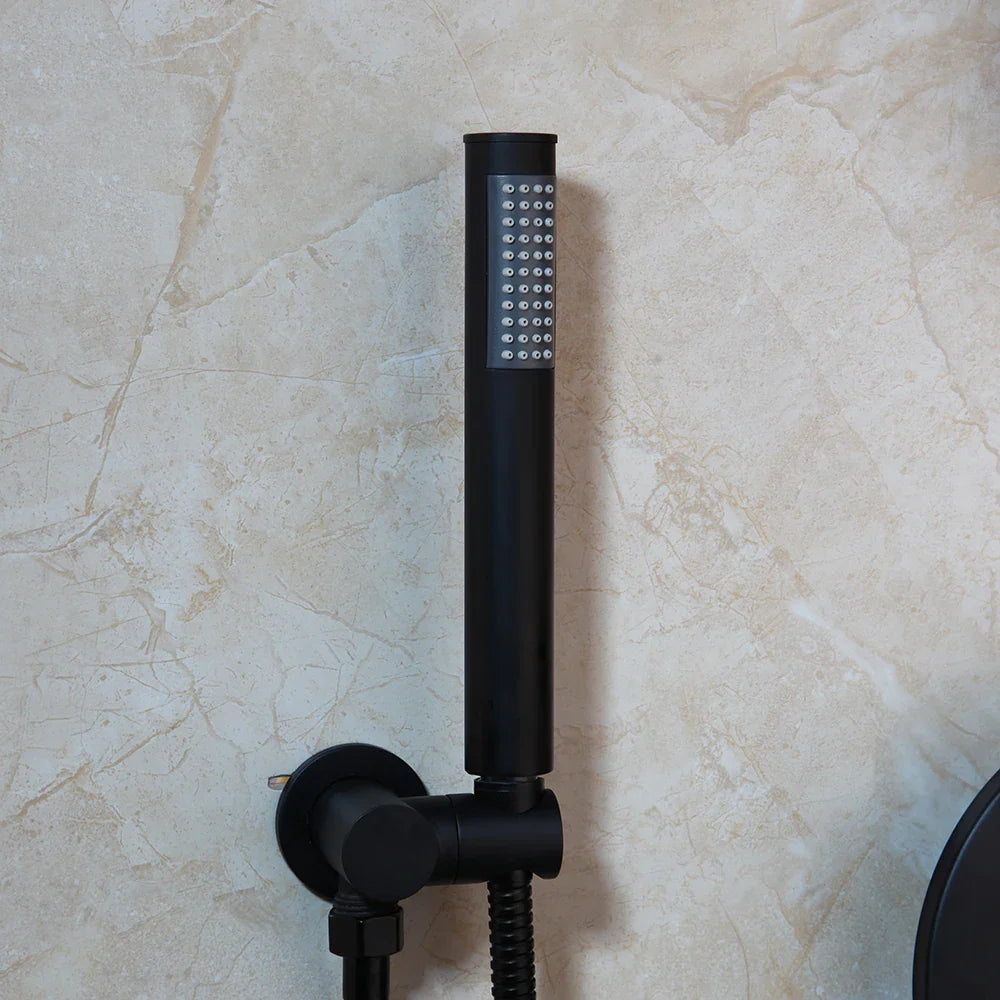 Afralia™ Matte Black Dual Handle Wall Mounted Bathroom Faucet Set