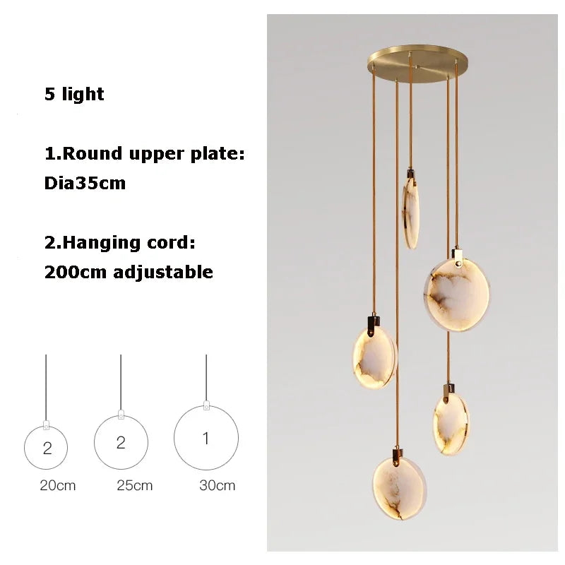 Afralia™ Gold Marble Design Chandelier Lighting for Home Decor