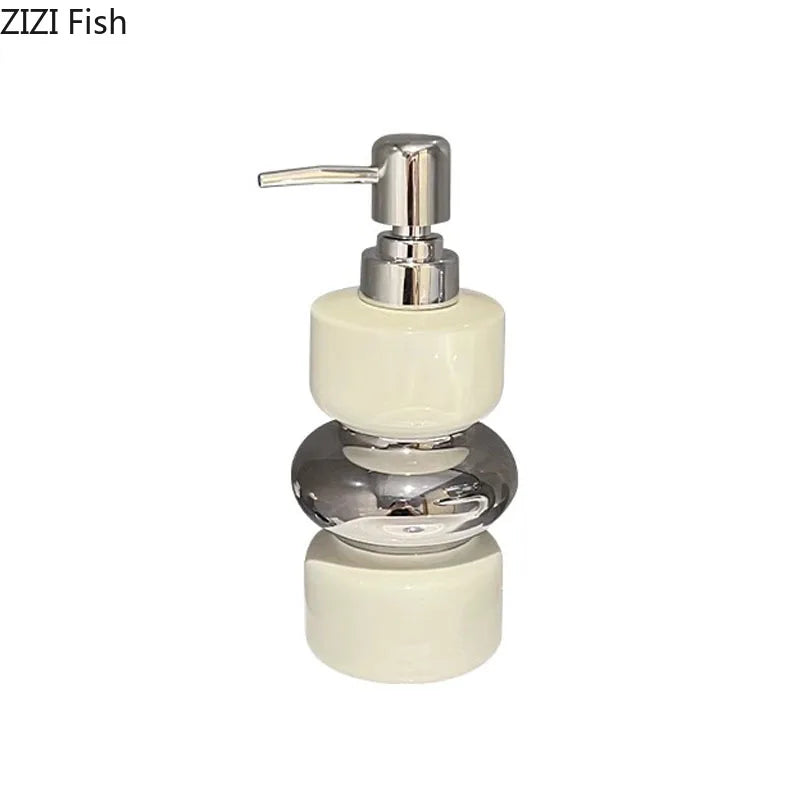 Afralia™ Silver Ceramic Soap Dispenser Pump Bathroom Lotion Bottle Hotel Home Accessory
