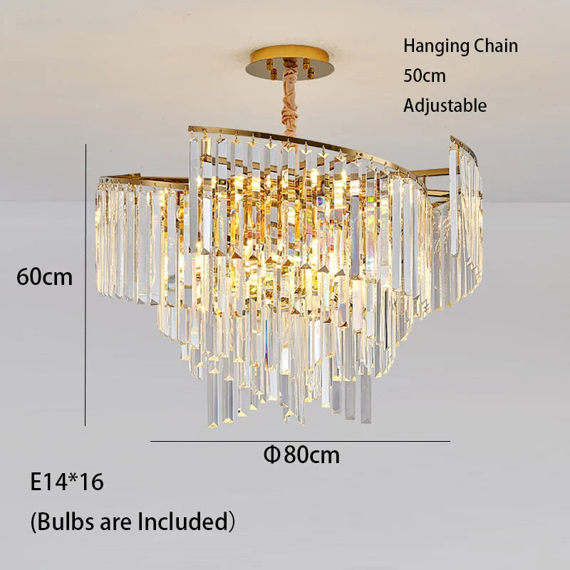 Afralia™ Gold Glass Chandelier Light | European Spiral Design for Dining Room Decor