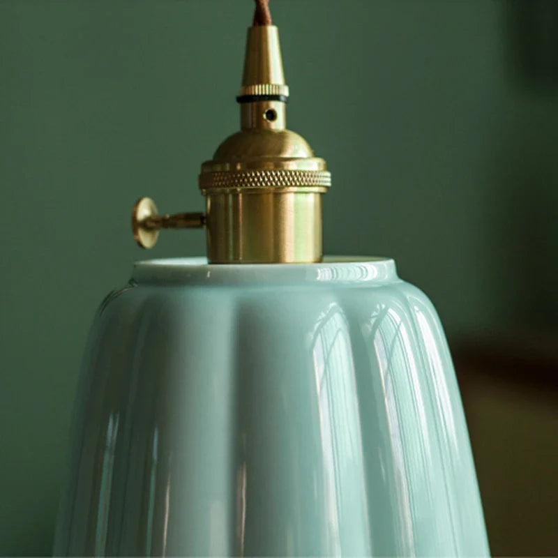 Afralia™ Ceramic Flower LED Pendant Light, Nordic Style, E27, Home Decor Lighting