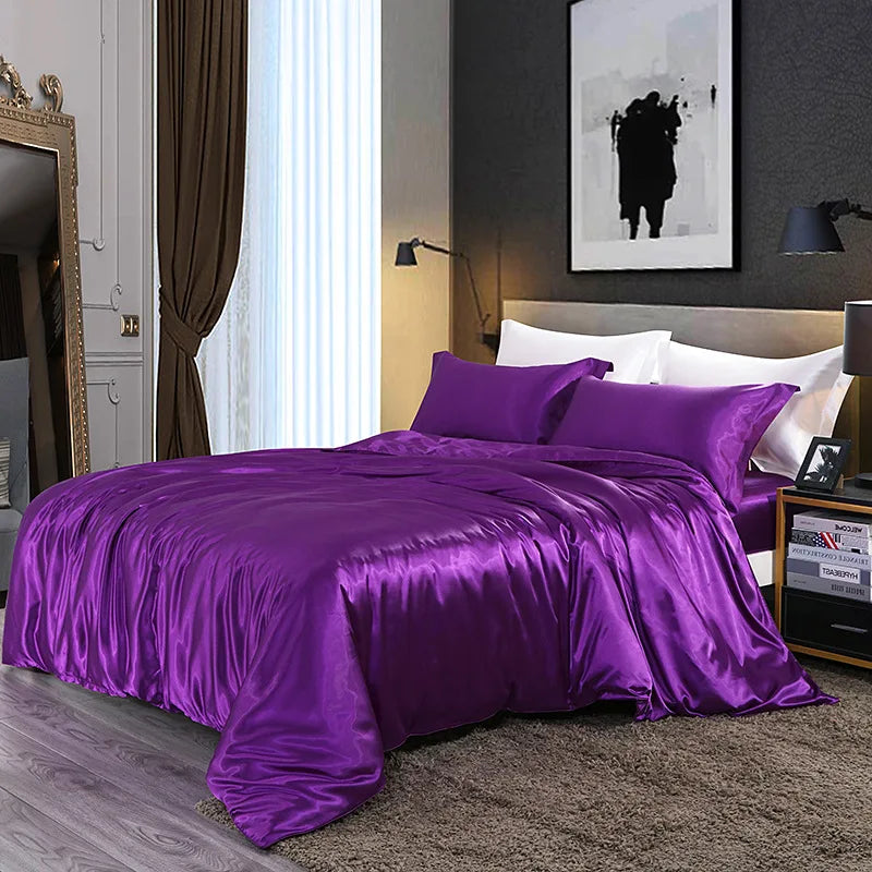 Afralia™ Solid Color Mulberry Silk Bedding Set: Smooth & Cooling Duvet Kit