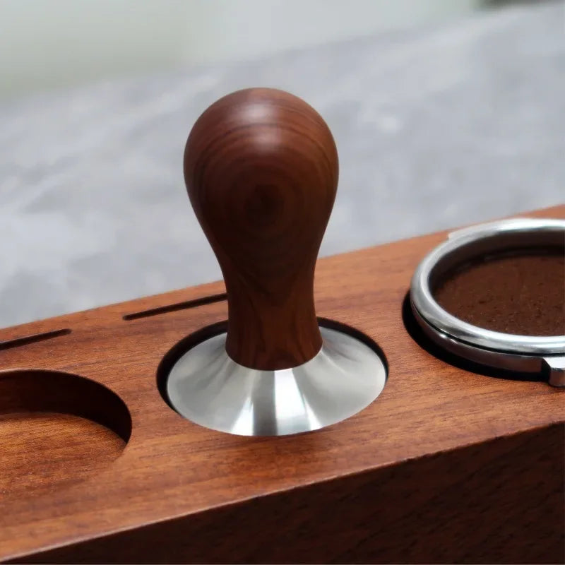 Afralia™ Wooden Coffee Tamper Stand for Barista Station, 51mm Holder, 54mm Tools