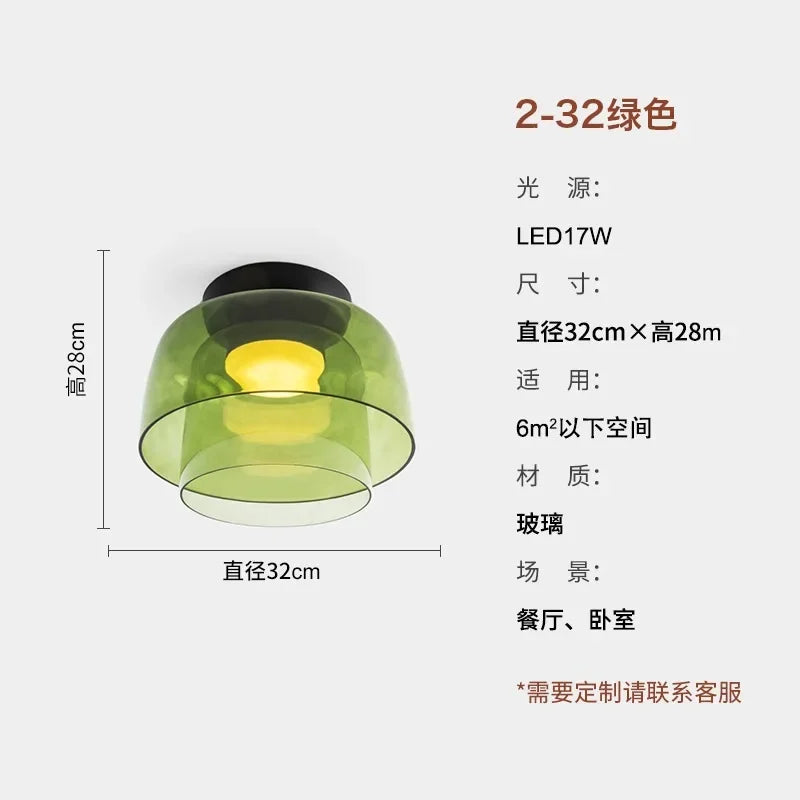 Afralia™ Glass LED Ceiling Light in Amber/Gray/Green - Modern Indoor Lighting for Various Spaces