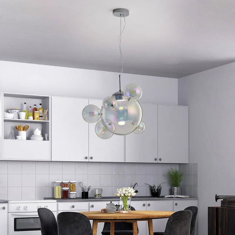 Afralia™ Colorful Glass Ball Chandelier: LED Pendant Light for Dining & Living Room