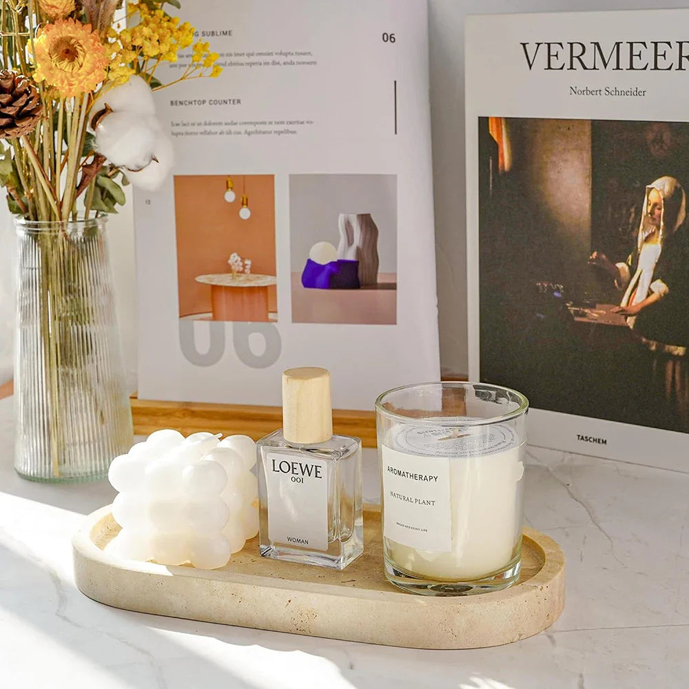 Afralia™ Marble Decorative Tray for Bathroom Vanity Dresser