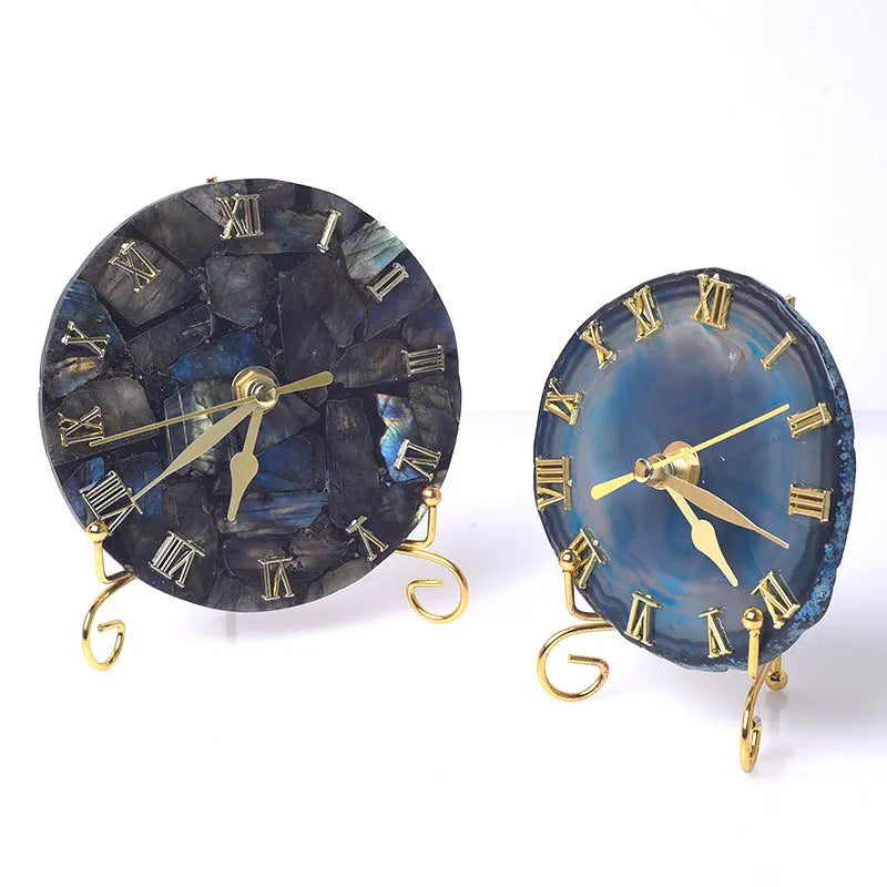 Afralia™ Agate Stone Gold Digital Clock for Home Decoration