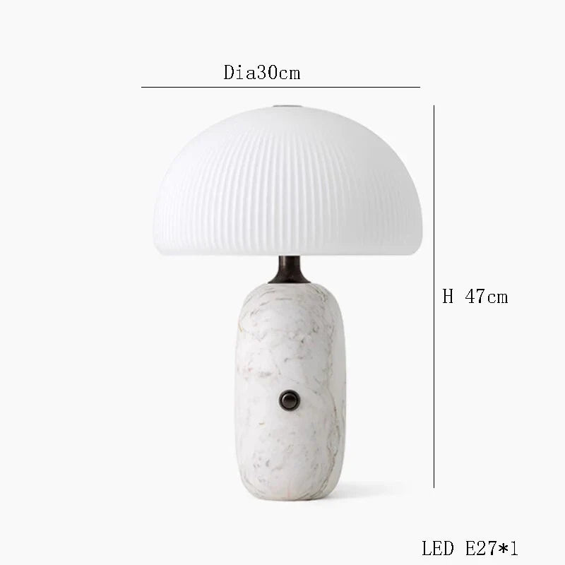 Afralia™ Mushroom Marble Desk Lamp LED Art Decor Table Bedside Light