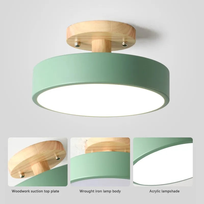 Afralia™ Modern LED Wooden Ceiling Light for Entryway, Kitchen, Corridor, Balcony