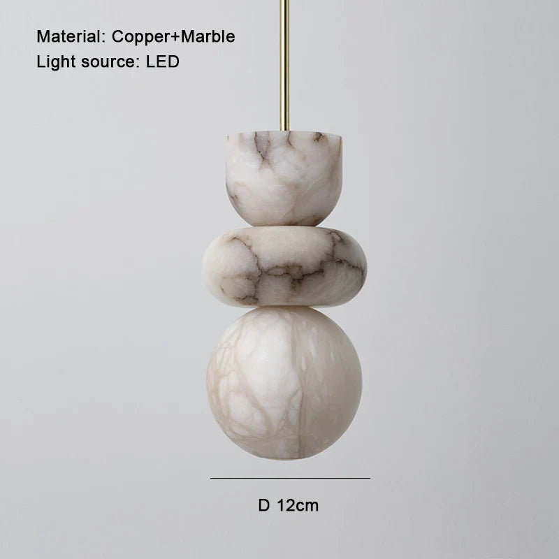 Afralia™ Marble LED Pendant Light: Modern Luxury Chandelier for Bedroom, Living Room, Villa.