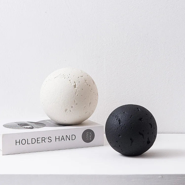 Afralia™ Geometric Spherical Ceramic Ornaments Moon Home Decoration Accessory