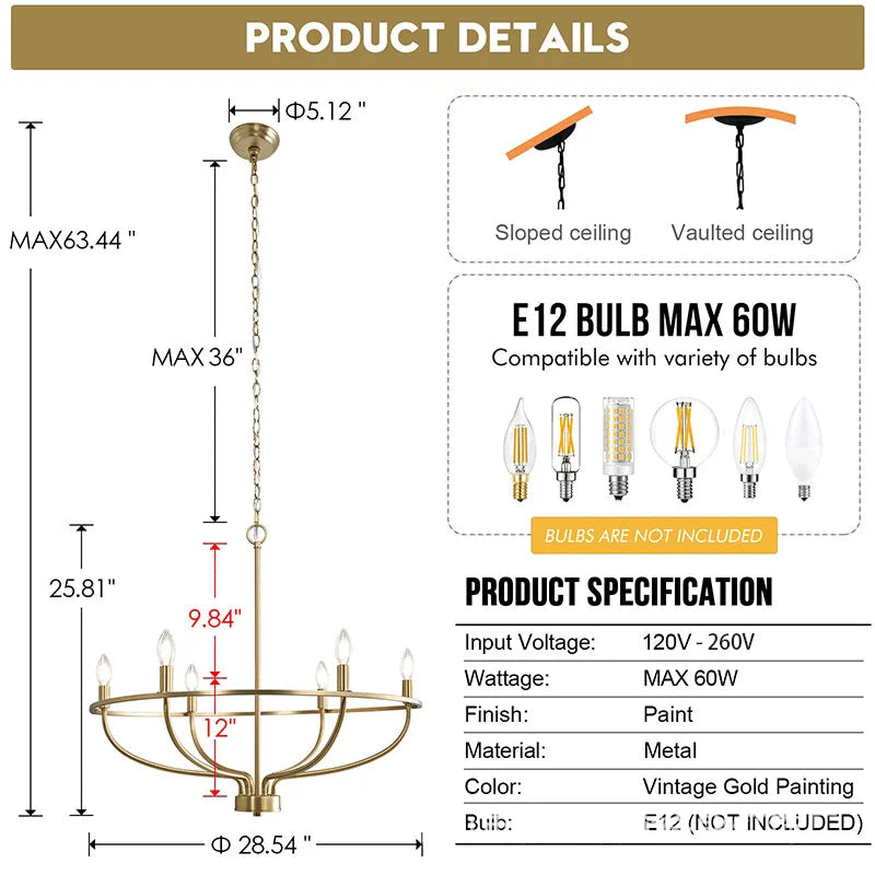 Iron Chandelier Pendant Light Ring for Modern Dining and Living Room Decor - Afralia™