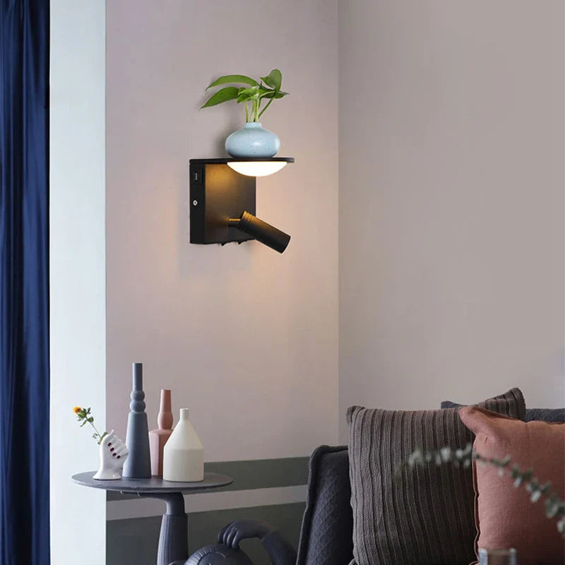 Afralia™ Modern Bedside Wall Lamp with USB Charging and Switch