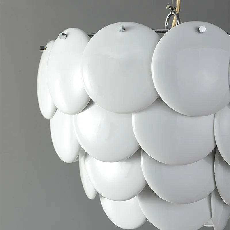 Afralia™ White Ceramic Chandelier: Danish Design Hanging Lamp for Home Decor & Dining