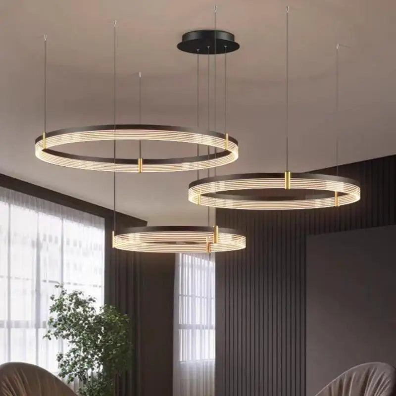 Afralia™ Black Acrylic LED Pendant Light for Modern Home Decor