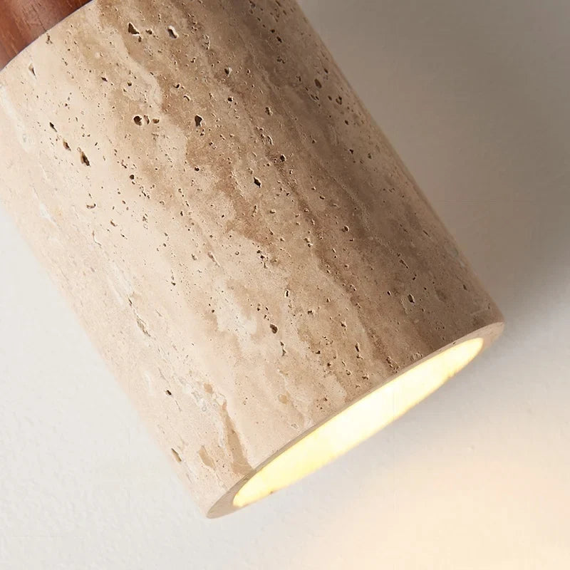 Afralia™ Yellow Travertine LED Pendant Lamps for Living Room Bedside Kitchen Decor