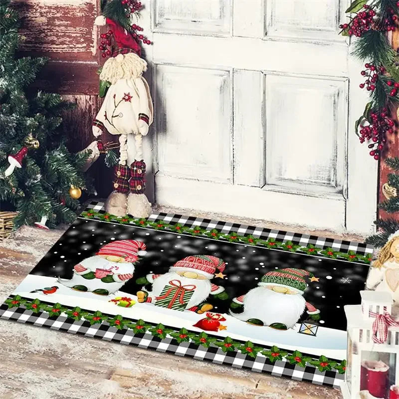 Afralia™ Christmas Snowman Non-slip Floor Mat