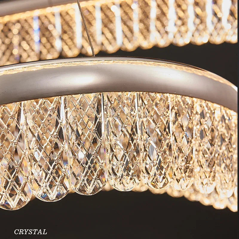 Afralia™ Modern Golden LED Crystal Chandelier for Luxe Living Room and Bedroom