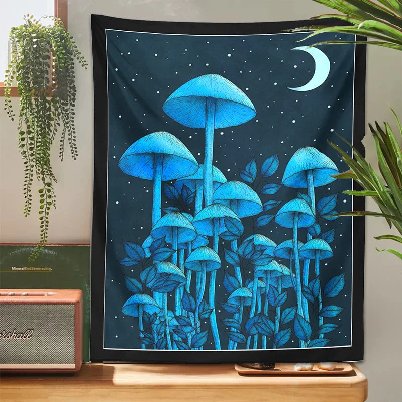 Moon Mushroom Afralia™ Tapestry Psychedelic Forest Wall Tapestries - Bohemian Room Decor