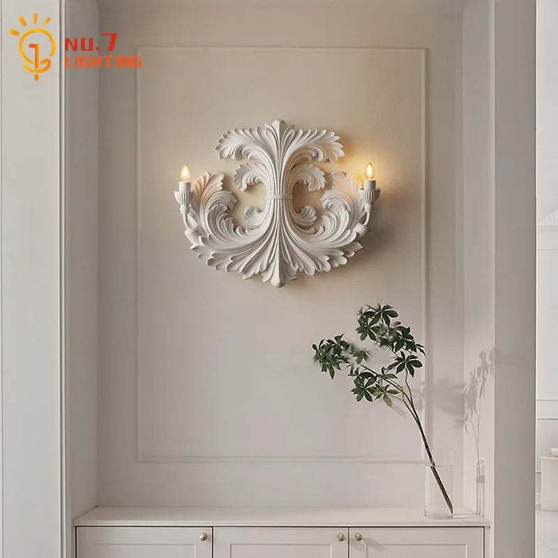 Afralia™ Vintage Relief Gypsum Wall Lamp LED E12 for Romantic Atmosphere