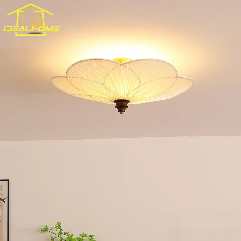Afralia™ Plum Blossom LED Solid Wood Ceiling Lamp for Bedroom Living Room