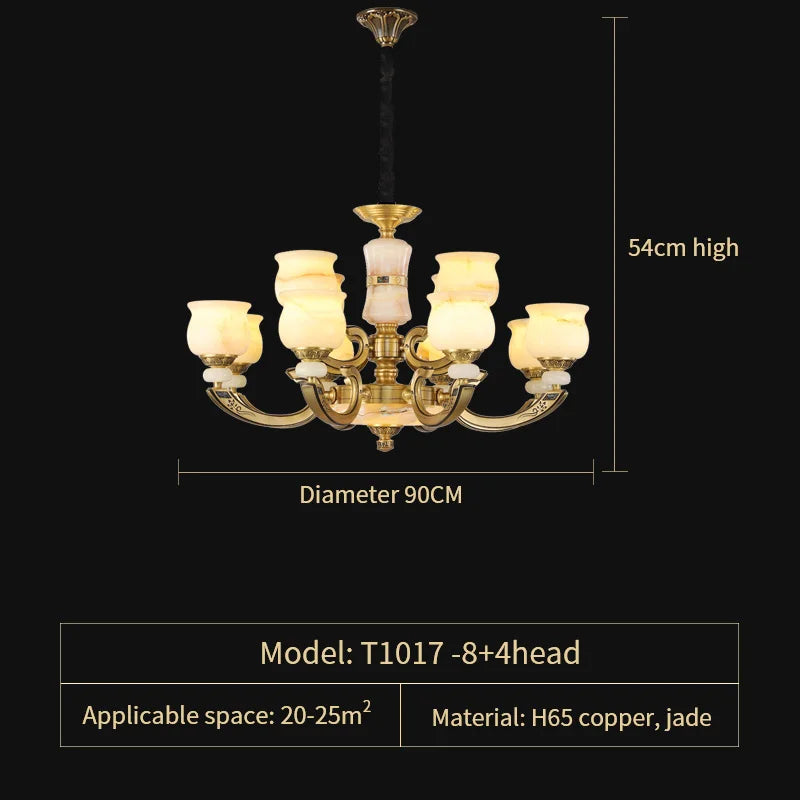 Afralia™ Copper Jade Pendant Lamp: Modern Chinese Style Dining Room Decor for Villas