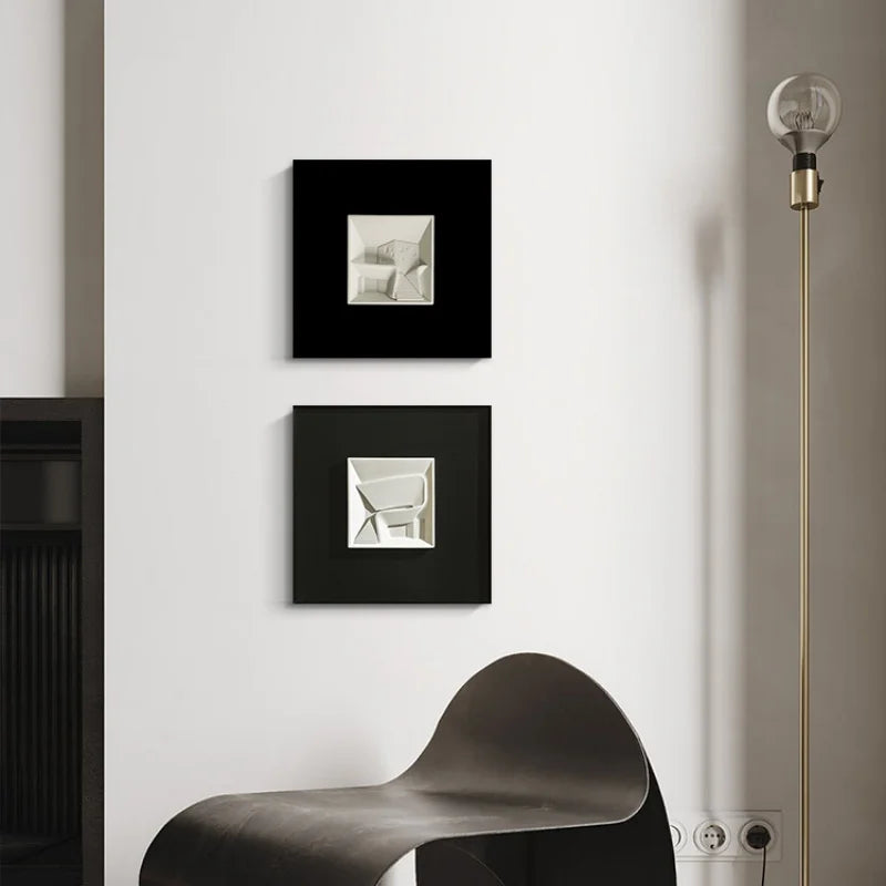 Afralia™ Abstract Geometric Wall Decoration Square Mural Room Accessories